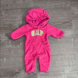 GAP Pink Baby Hooded Onesie 0-3 Months